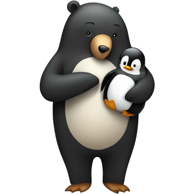 Bear hugging penguin emoji