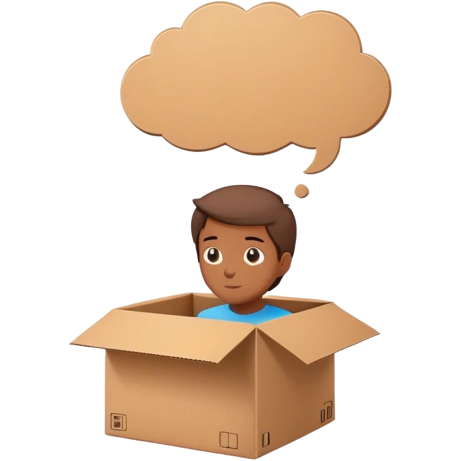dreaming with a thought bubble of a box emoji