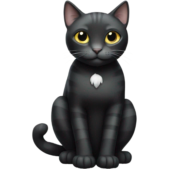 Black cat with white paws and grey stripes emoji