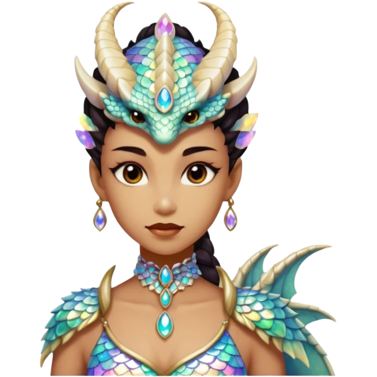 Am amazing blend of a half dragon woman with glittering jeweled scales emoji
