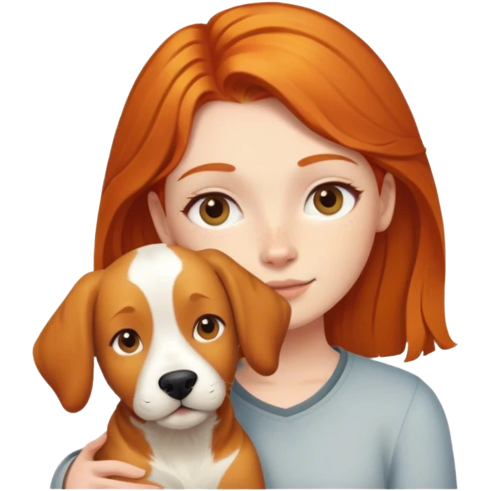 ginger girl with dog emoji
