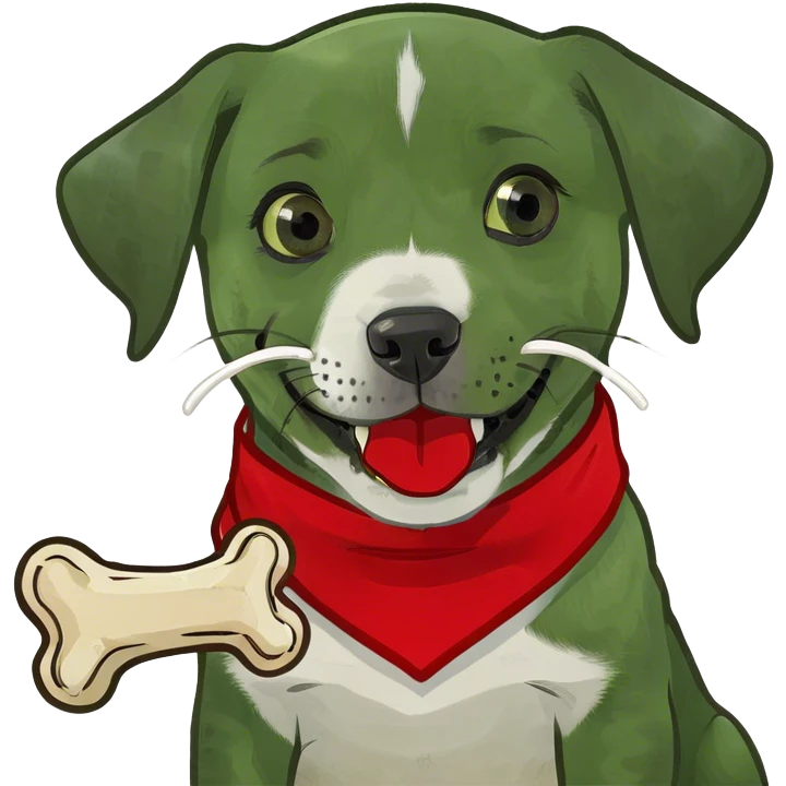 Adorable puppy holding bone in its teeth emoji