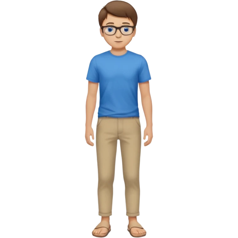 jeune homme l'air cool taille moyenne corpulence maigre cheveux chatain court yeux bleus lunettes photo de pieds en pantalon  emoji