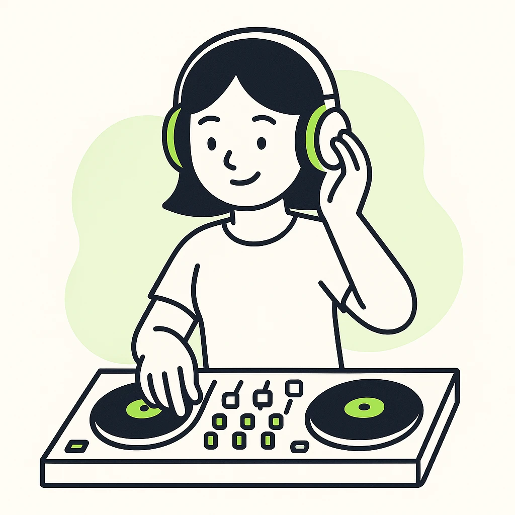 girl playing DJ set emoji