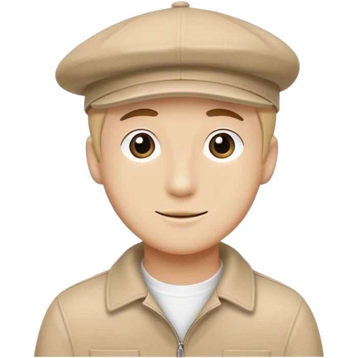 Beige Kangol flat cap hat, classic 504 style, light tan color, simple clean design emoji