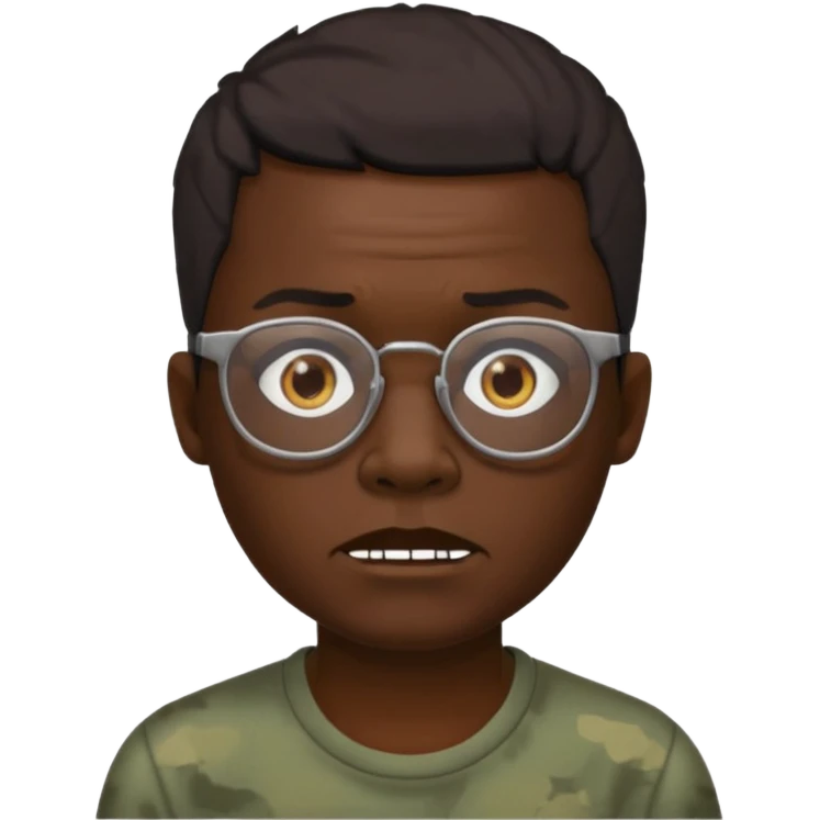 zumbi masculino, óculos fino, cabelo baixo emoji