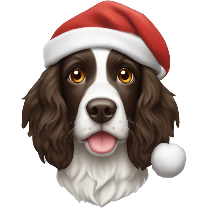 Springer spaniel with Santa hat emoji