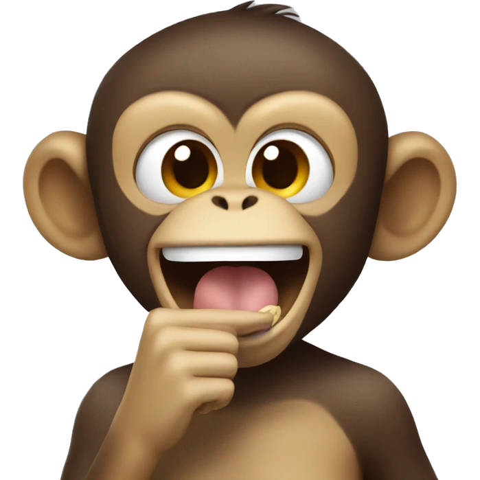 Monkey biting her finger smiling emoji