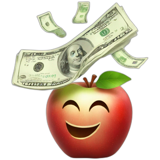 smiling red apple with lot of money emoji