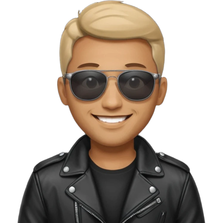 Biker Gang with Sunglasses, Man with black leather jacket, sunglasses emoji
