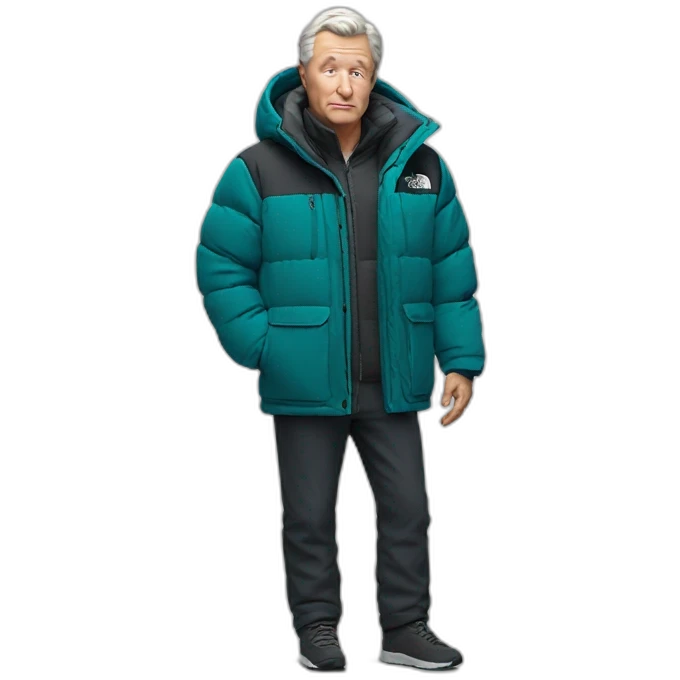 60 years old white men a bit fat with supreme north face jacket emoji