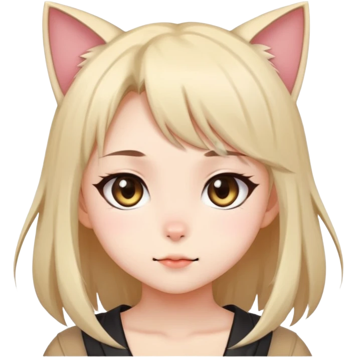 cute anime style catgirl with a cute expression emoji