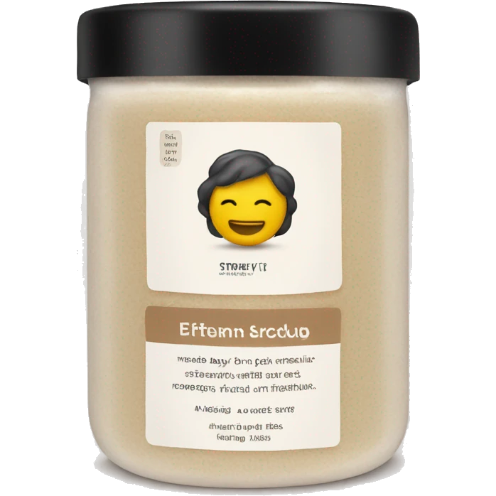 body scrub pot with label emoji