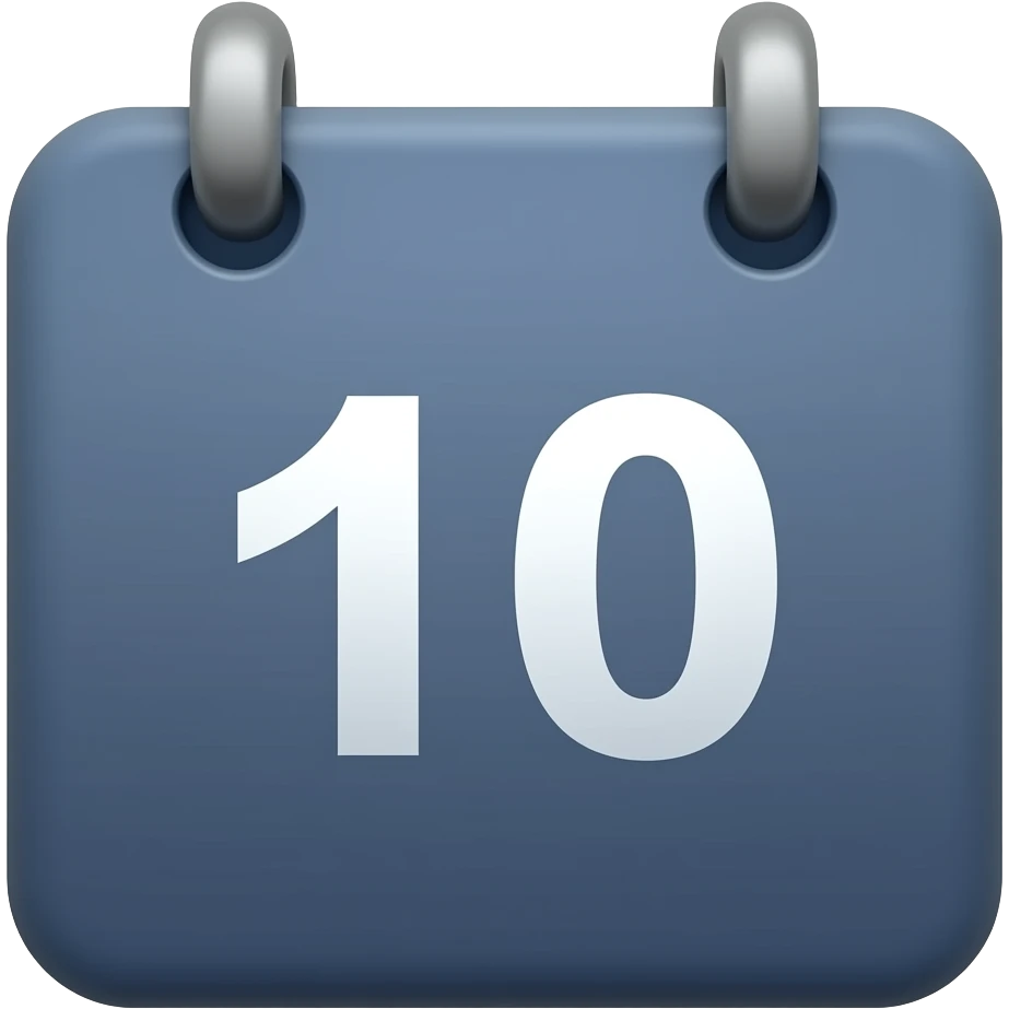 calender with date 10 with Deep blue emoji