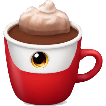 Hot chocolate in red cup with eyes cute emoji