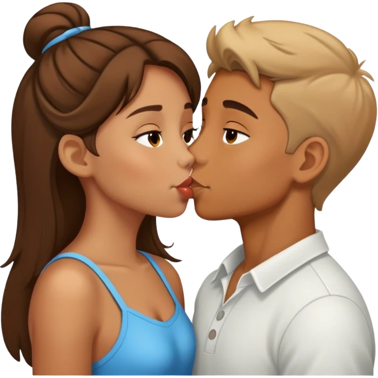 A girl kissing a boy emoji