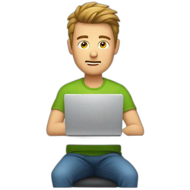 guy sitting at computer with bad posture emoji