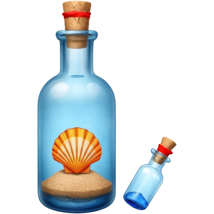 A Message Bottle, blue, shell inside emoji