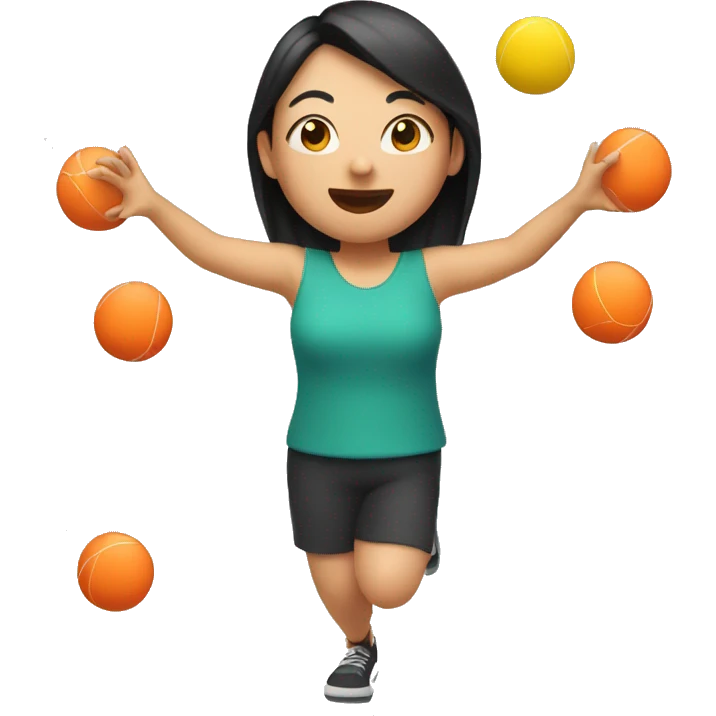 an asian female happily juggling 4 balls emoji
