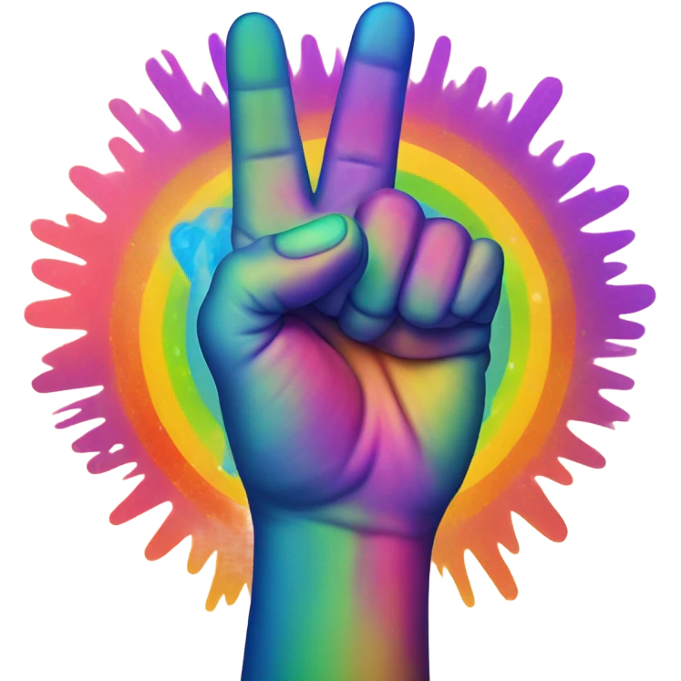 middle finger with rainbows emoji