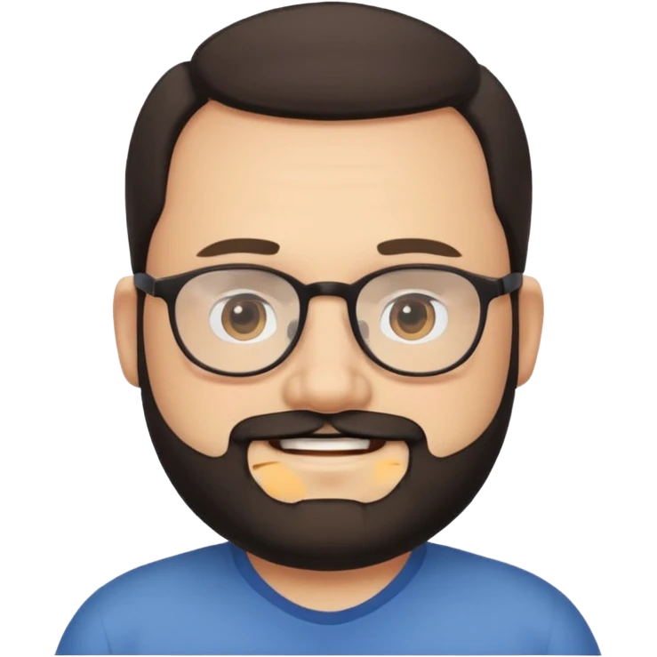 receding hairline, chubby face, with glasses and black beard emoji