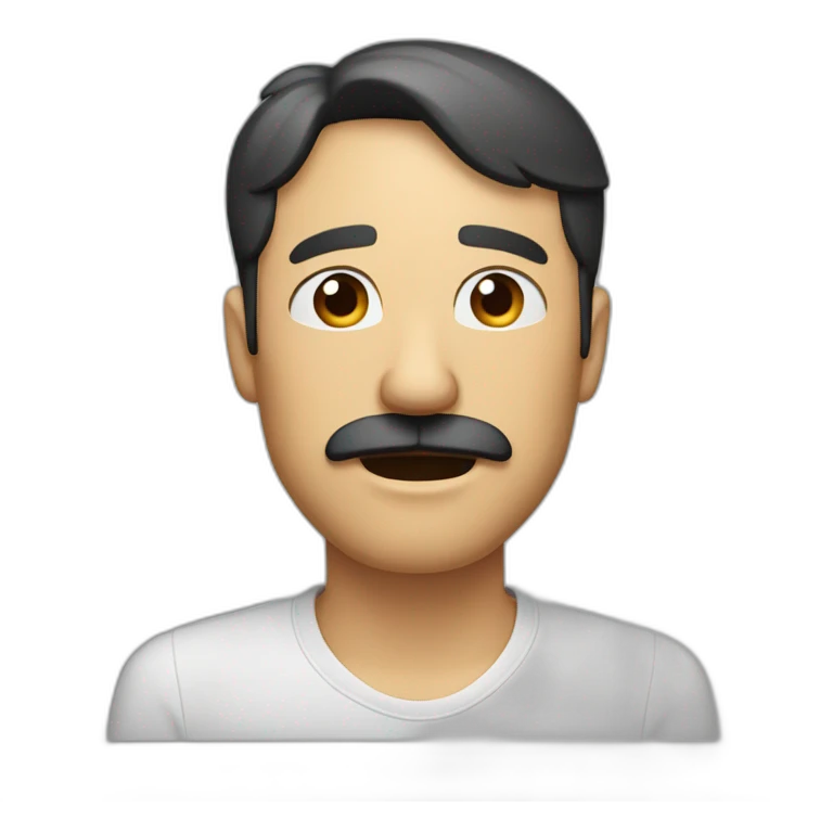 Middle aged man with dark short hair and mustache singing with his eyes closed and his mouth wide open emoji