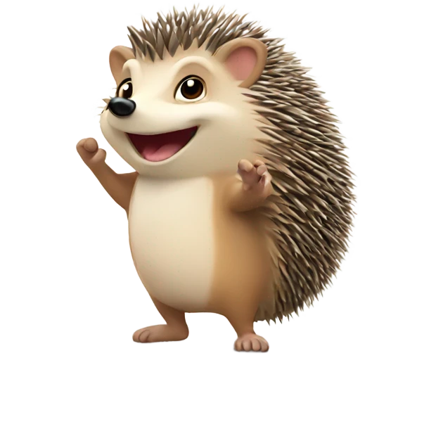 Hedgehog waving hi emoji