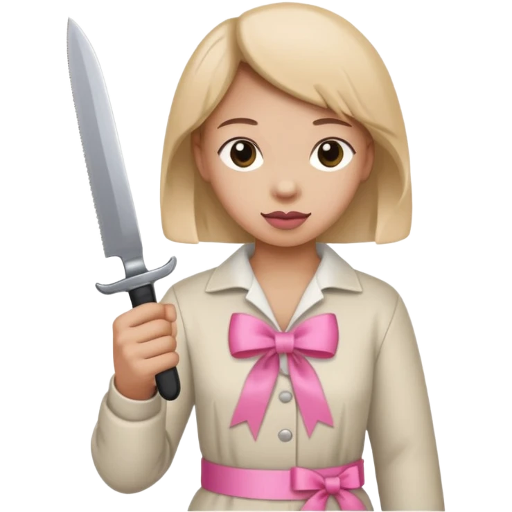 the handle of the knife is tied with a pink ribbon emoji