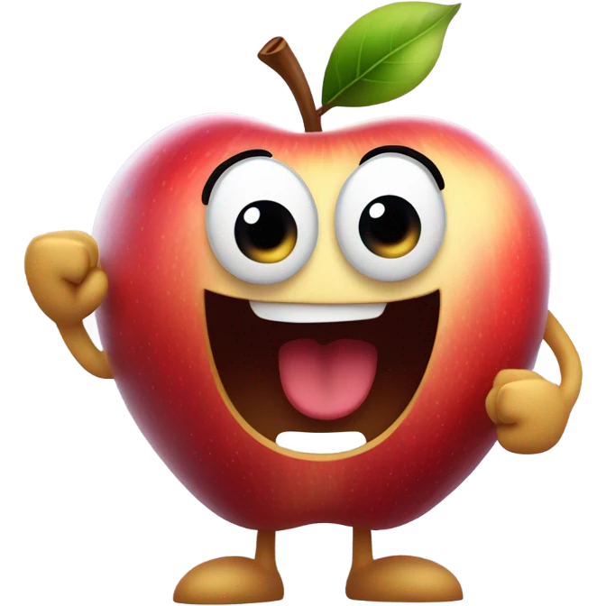 Apple with face and limbs emoji