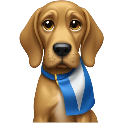 Gold and blue Bloodhound dog waiving a white flag in surrender. emoji