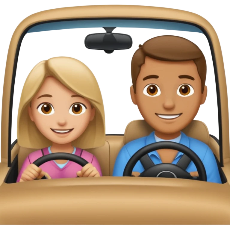 nice man and a girl driving emoji