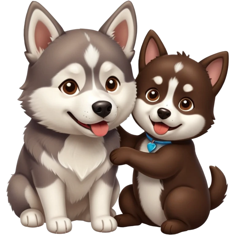 Husky and chocolate lab hanging together  emoji