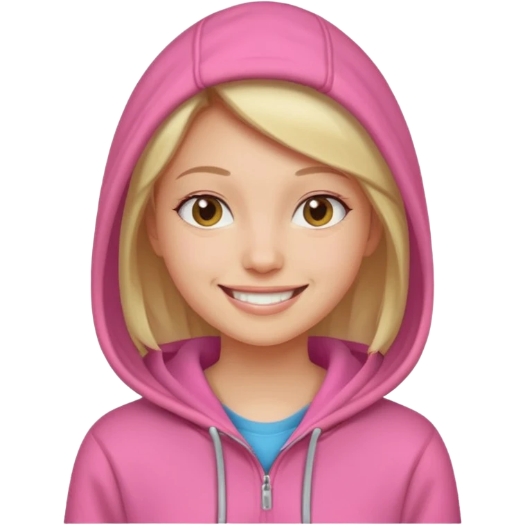 woman wear pink hoodie emoji