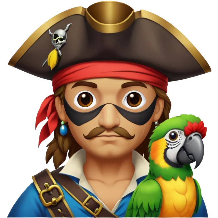 pirate with eye patch and parrot emoji