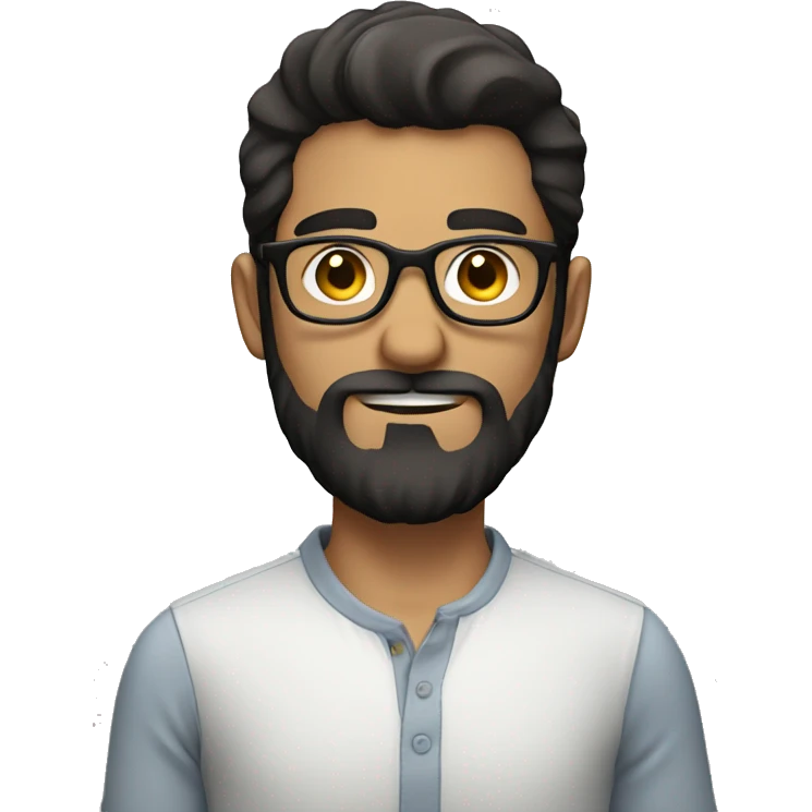 Slender guy with glasses a beard and dark hair emoji
