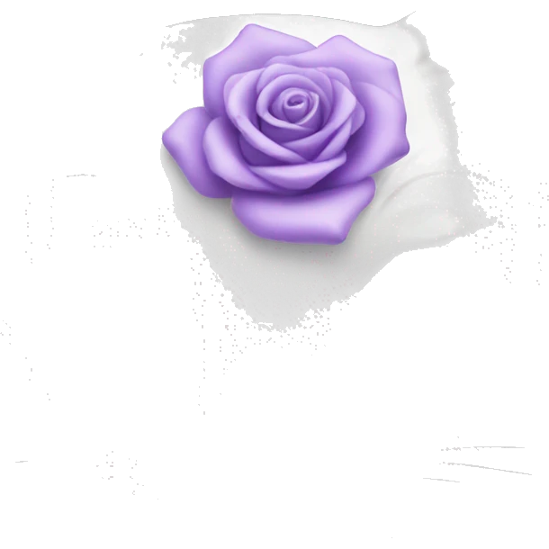 white cat with a lavender rose emoji