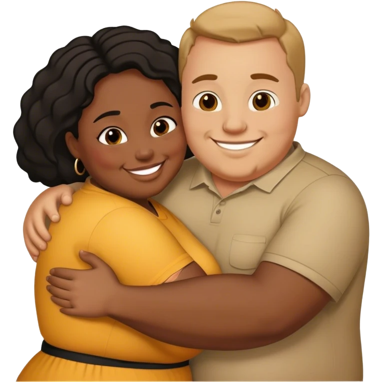 slim short man and fat black woman love emoji