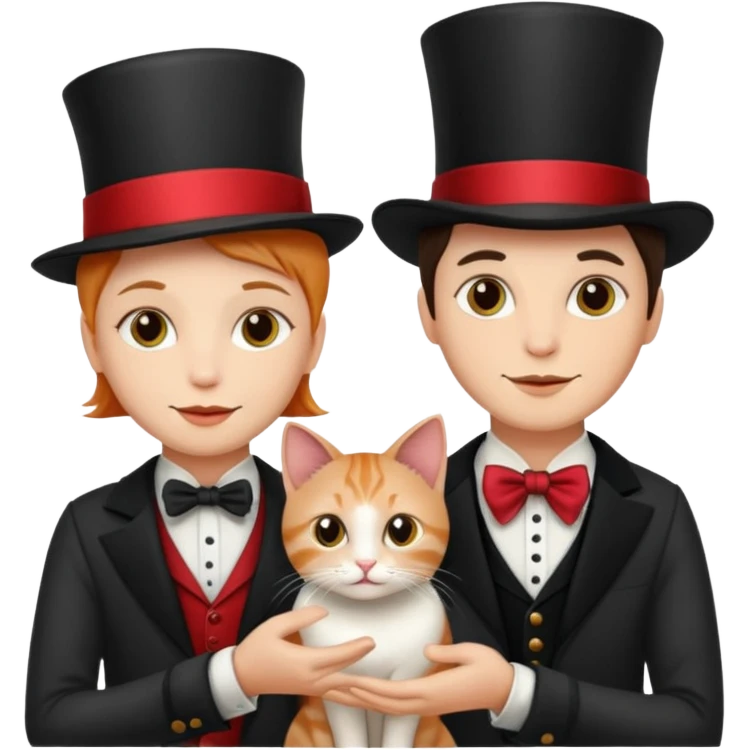 magician couple and their pet cat emoji