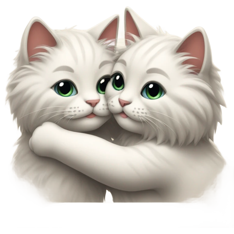 Romantic cat couple fluffy hugging  emoji