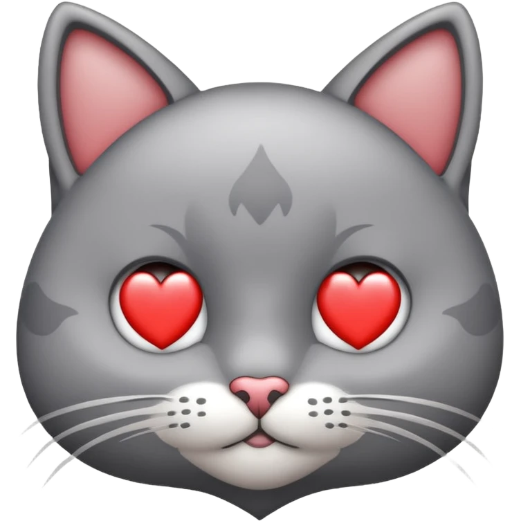Crear un sticker de un gatito que es gris y blanco (es chiquito) con corazón en los ojos  emoji