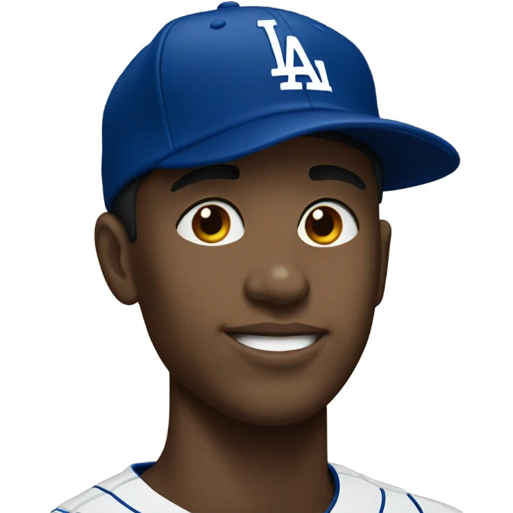 portrait of a young man wearing a dodgers hat emoji
