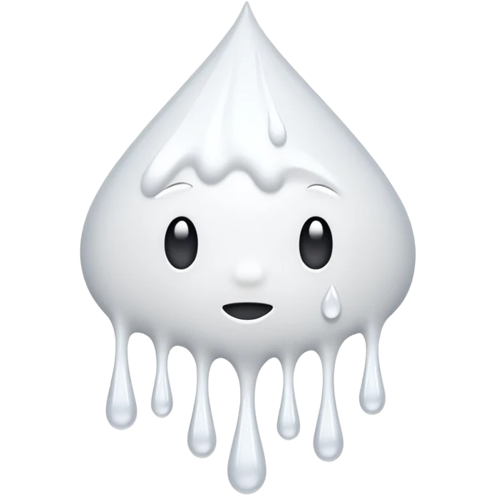 individual white glue white drops falling and dripping down out of a tube, falling in drops and strands, all white emoji