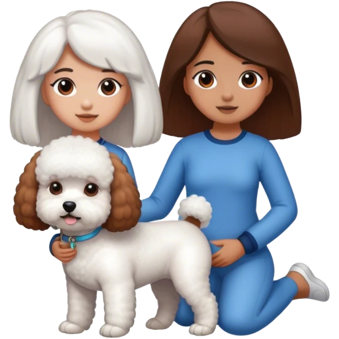 Bichon frise and a tanned girl with long straight brown hair emoji