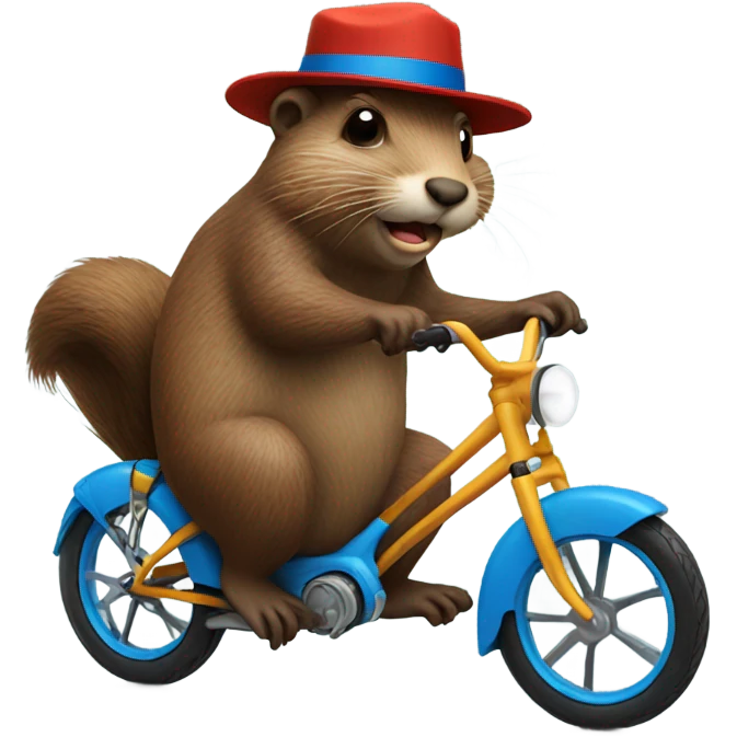 Beaver on a bike in blue hat emoji