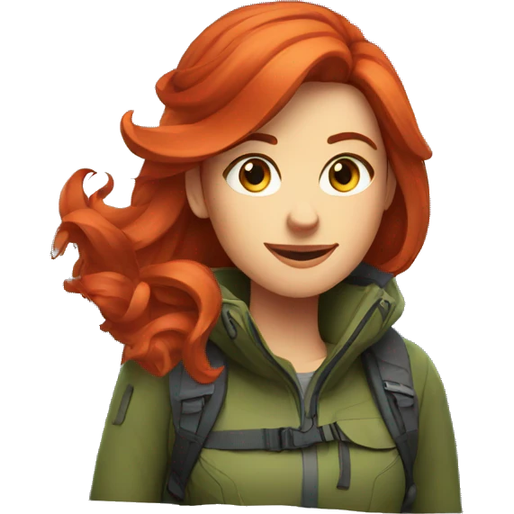 a red hair female on mountain summit emoji