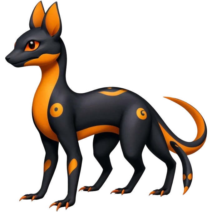 Colorful Exotic Black and Orange Salandit-Umbreon-Fakémon-hybrid-creature (full body)  emoji