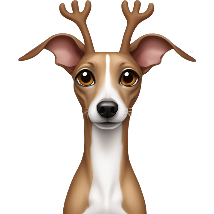 Italian greyhound with reindeer ears emoji