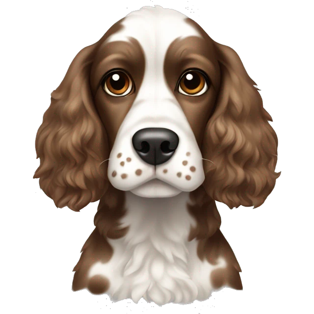 Brown and white spotted Cocker spaniel with a side bang  emoji