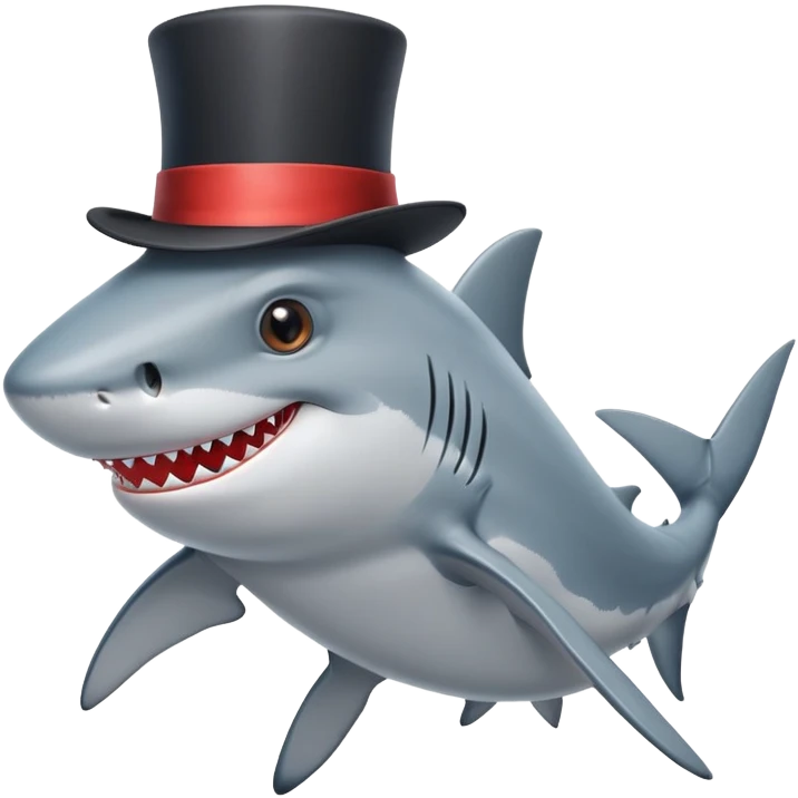 Shark with a top hat emoji