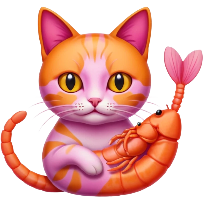 Cat with shrimp body, trippi troppi emoji